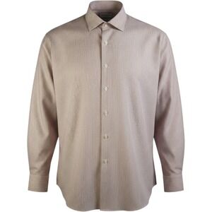 BROOKS BROTHERS Madison Classic Fit Shirt Mens 18-34 Pink Cotton Striped Relaxed